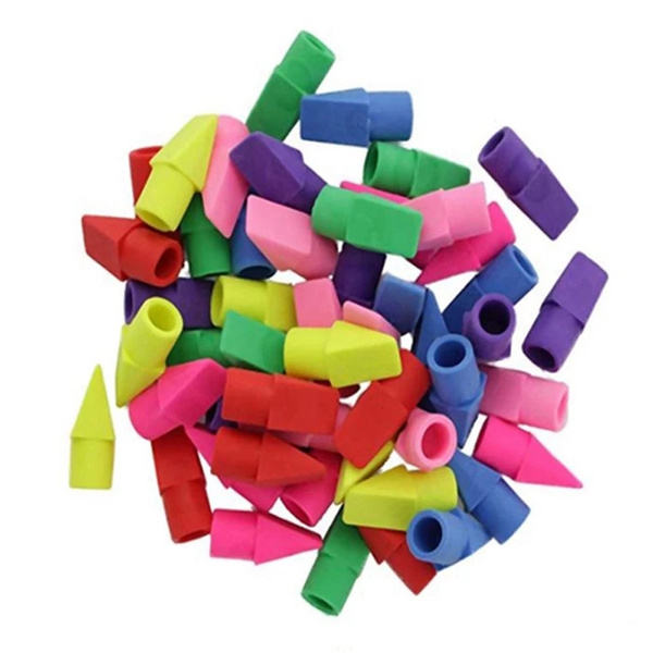 Stationery Student Classroom Painting Assorted Colors Pencil Eraser Toppers Eraser  Caps Pencil Top Erasers Pencil Erasers
